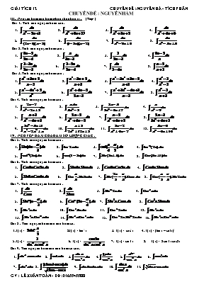 Giải tích 12 - Chuyên đề Nguyên Hàm